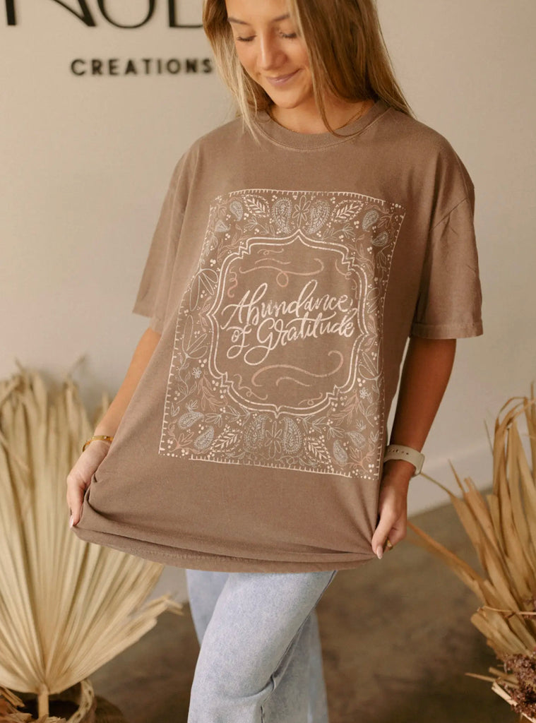 Abundance of Gratitude Tee - Tan-tshirt-Carolyn Jane's Jewelry