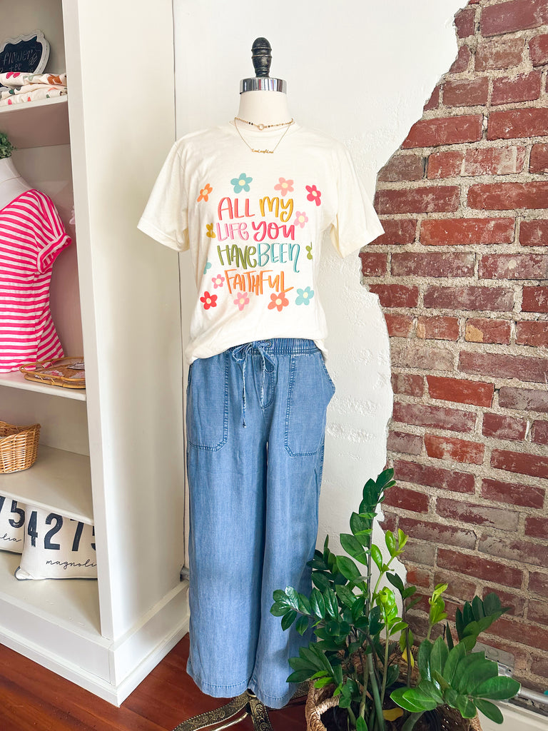All My Life You Have Been Faithful Flower T-Shirt - Cream-T-shirt-Carolyn Jane's Jewelry