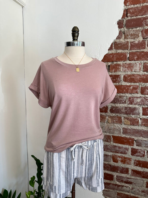 CC Basic Terry Top - Mauve-Top-Carolyn Jane's Jewelry