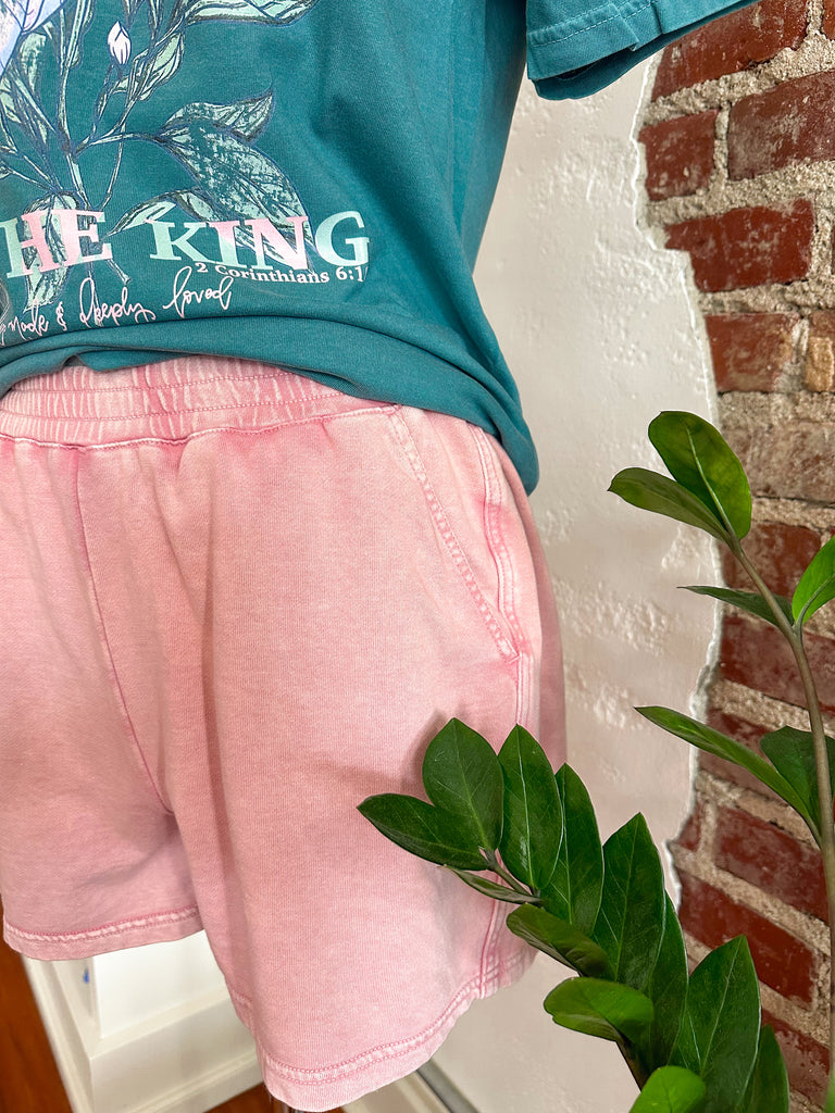 Callie Comfy Elastic Terry Shorts- Coral-shorts-Carolyn Jane's Jewelry