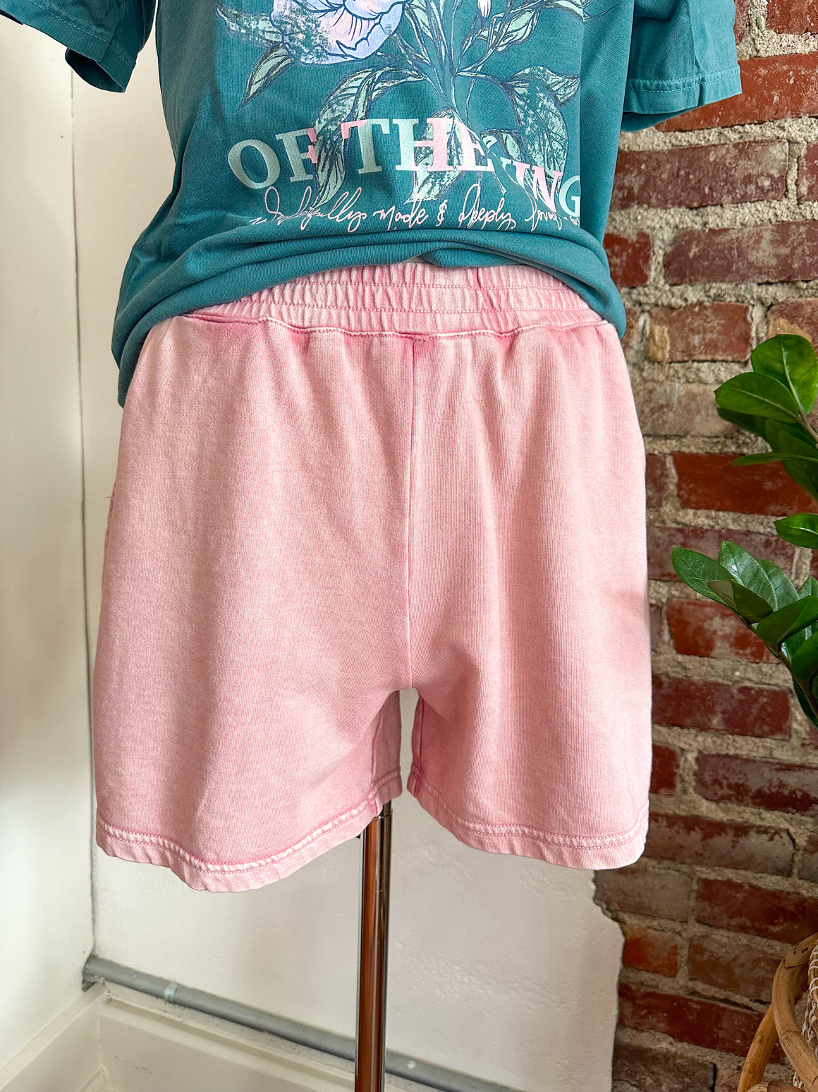 Callie Comfy Elastic Terry Shorts- Coral-shorts-Carolyn Jane's Jewelry