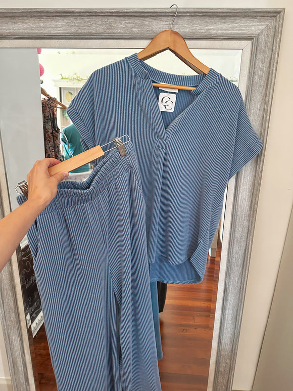 Carmen Ribbed Top - Light Blue-top-Carolyn Jane's Jewelry