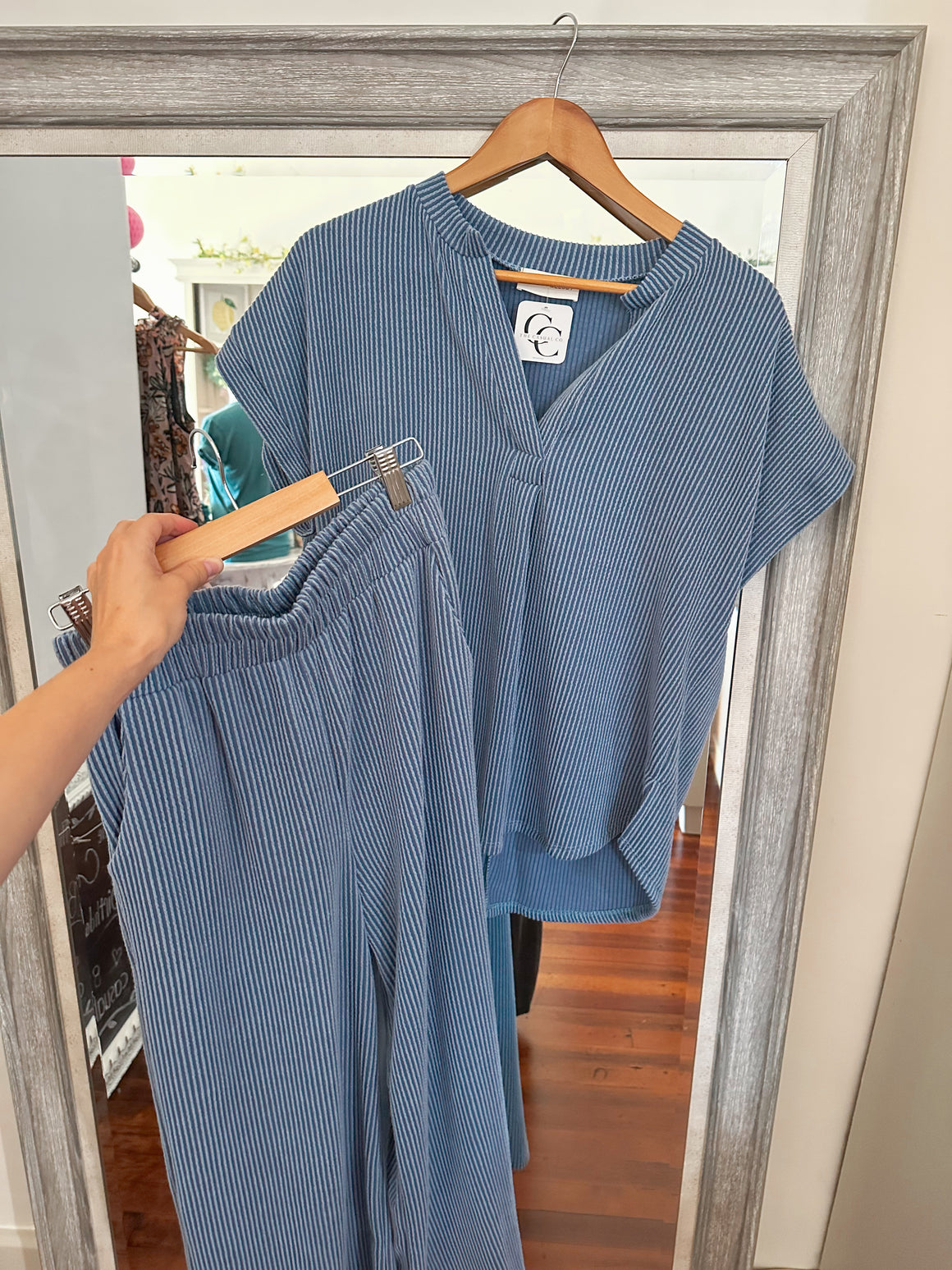 Carmen Ribbed Top - Light Blue-top-Carolyn Jane's Jewelry