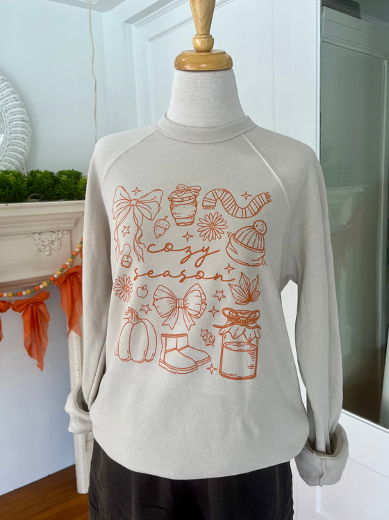 Cozy Season Doodle Sweatshirt - Stone-Sweatshirt-Carolyn Jane's Jewelry