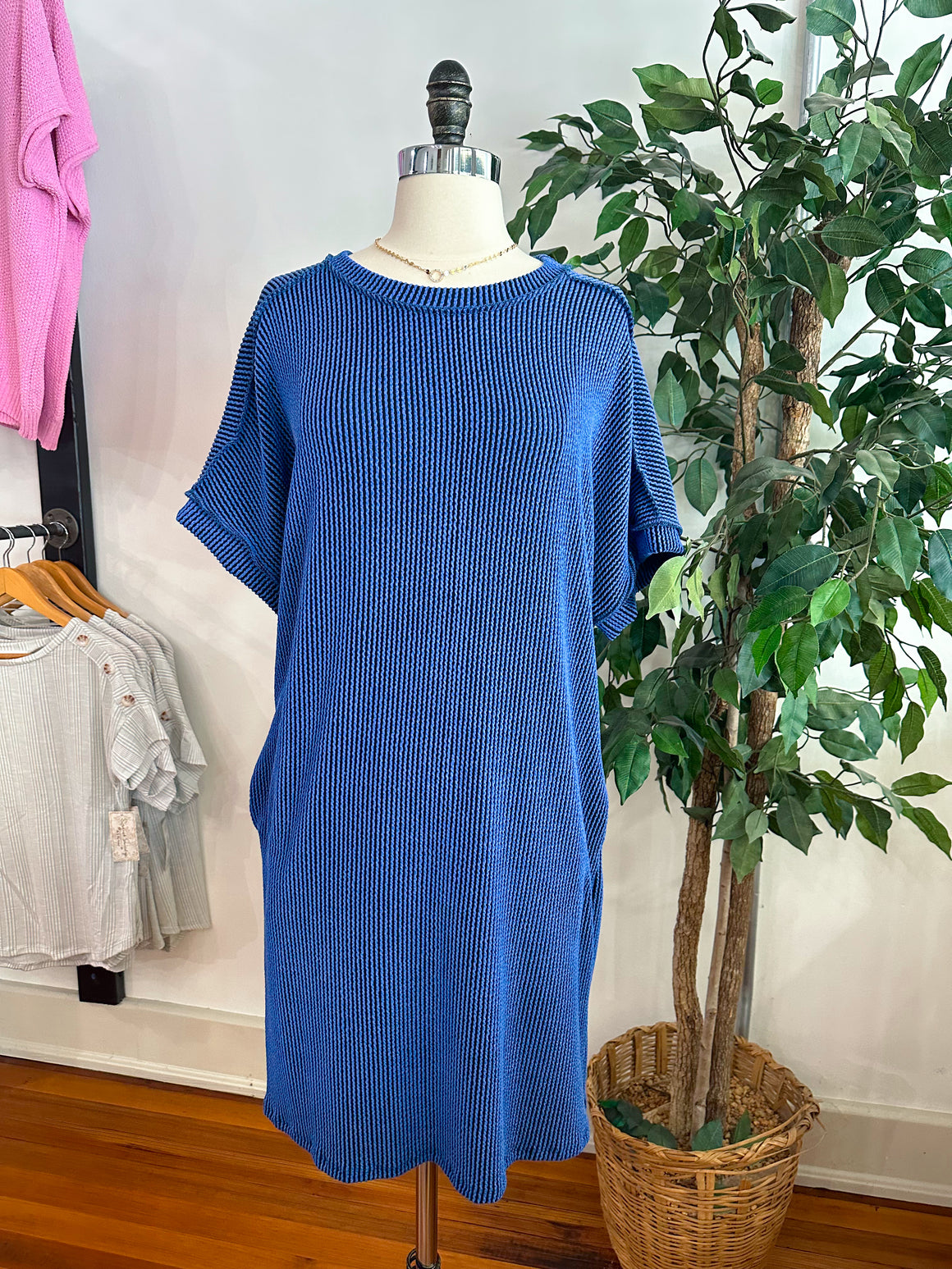 Everyday Ribbed Dress in Royal-dress-Carolyn Jane's Jewelry