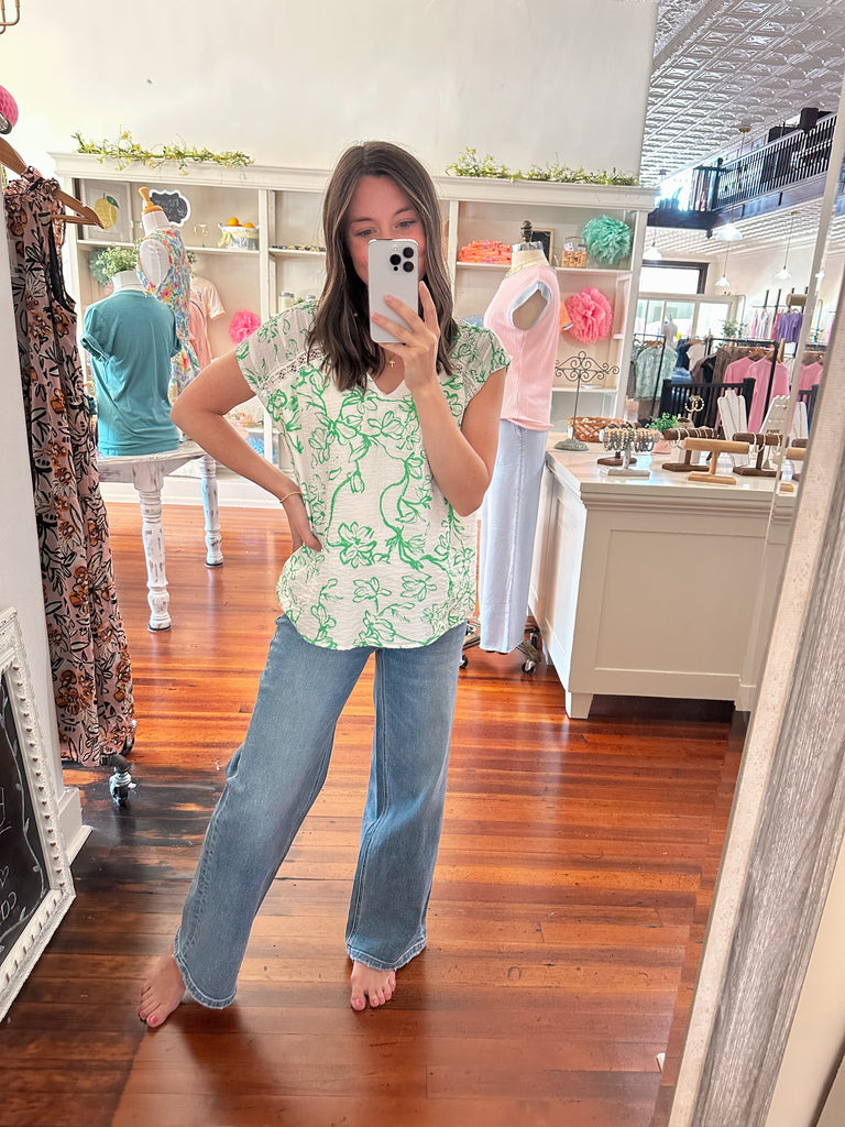 Flying Monkey River High Rise Wide Leg Jean -Med Wash-Jeans-Carolyn Jane's Jewelry