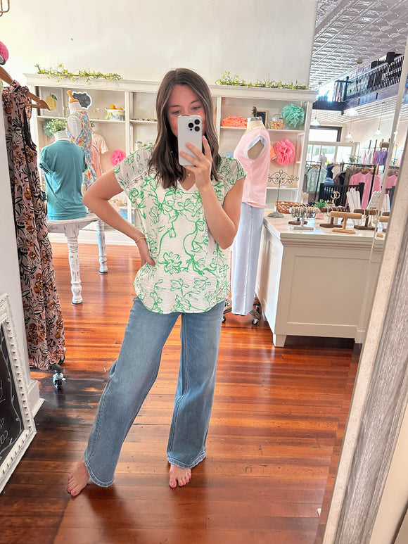 Flying Monkey River High Rise Wide Leg Jean -Med Wash-Jeans-Carolyn Jane's Jewelry