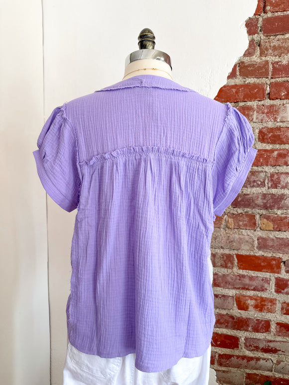 Georgia Gauze Button Top - Lavender-Carolyn Jane's Jewelry