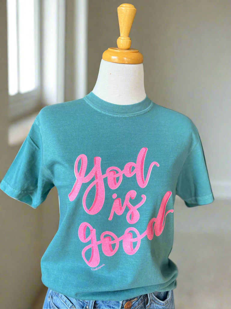 God is Good Emerald and Hot Pink T-Shirt-T-Shirt-Carolyn Jane's Jewelry