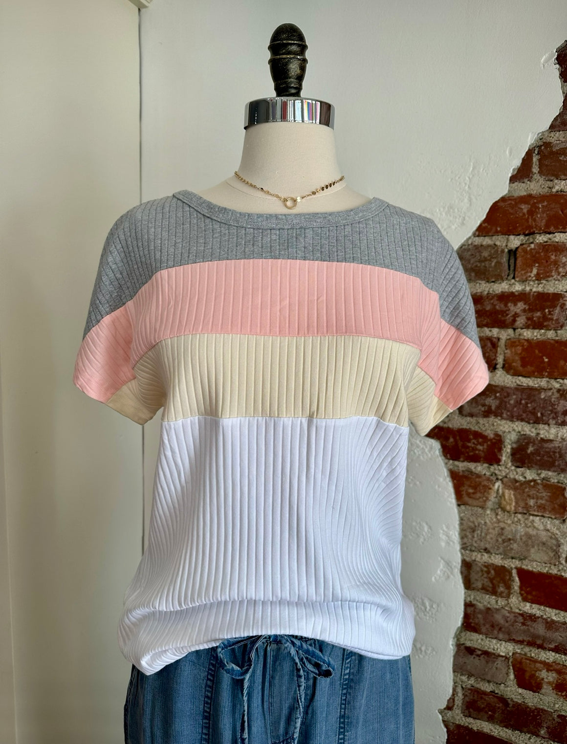 Jen Color Block Ribbed Top-Top-Carolyn Jane's Jewelry