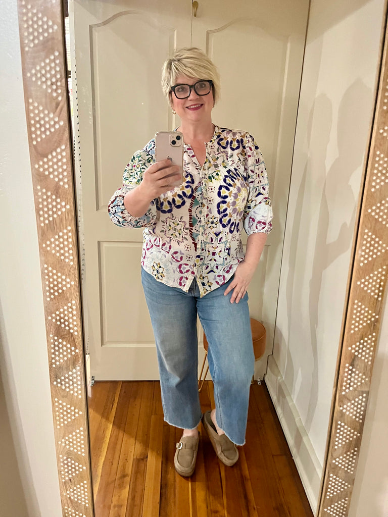 Kate Multi Print Long Sleeve Blouse-blouse-Carolyn Jane's Jewelry