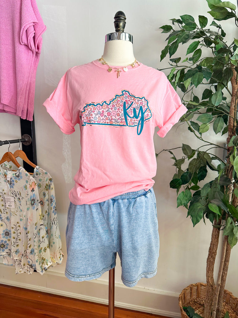 Kentucky Summer Floral T-Shirt - Cotton Candy-T-Shirt-Carolyn Jane's Jewelry