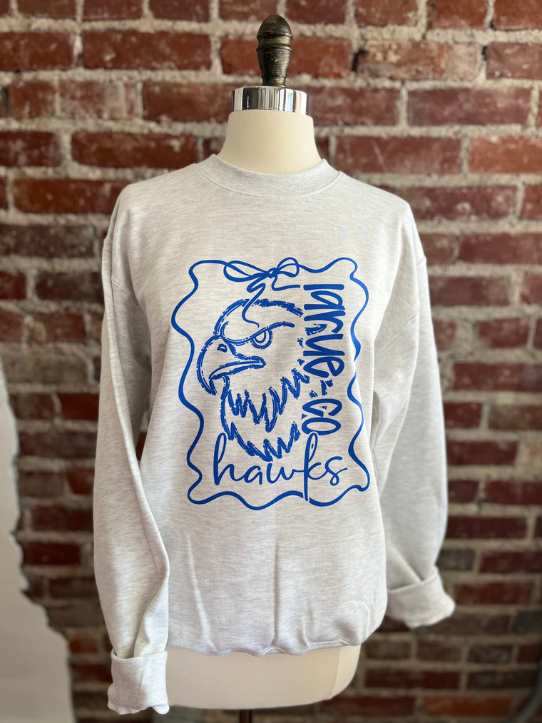 LaRue County Hawks Doodle Sweatshirt - Grey-sweashirt-Carolyn Jane's Jewelry