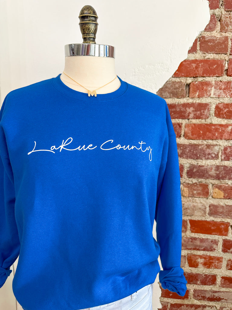LaRue County Script Sweatshirt - Royal-T-Shirt-Carolyn Jane's Jewelry