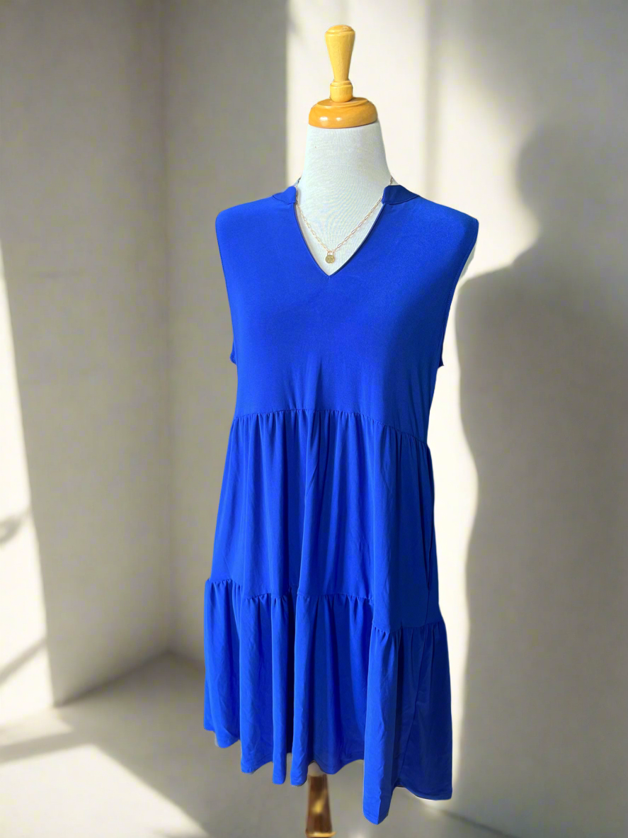 Lily Wrinkle Free Sleeveless Dress - Royal-DRESS-Carolyn Jane's Jewelry