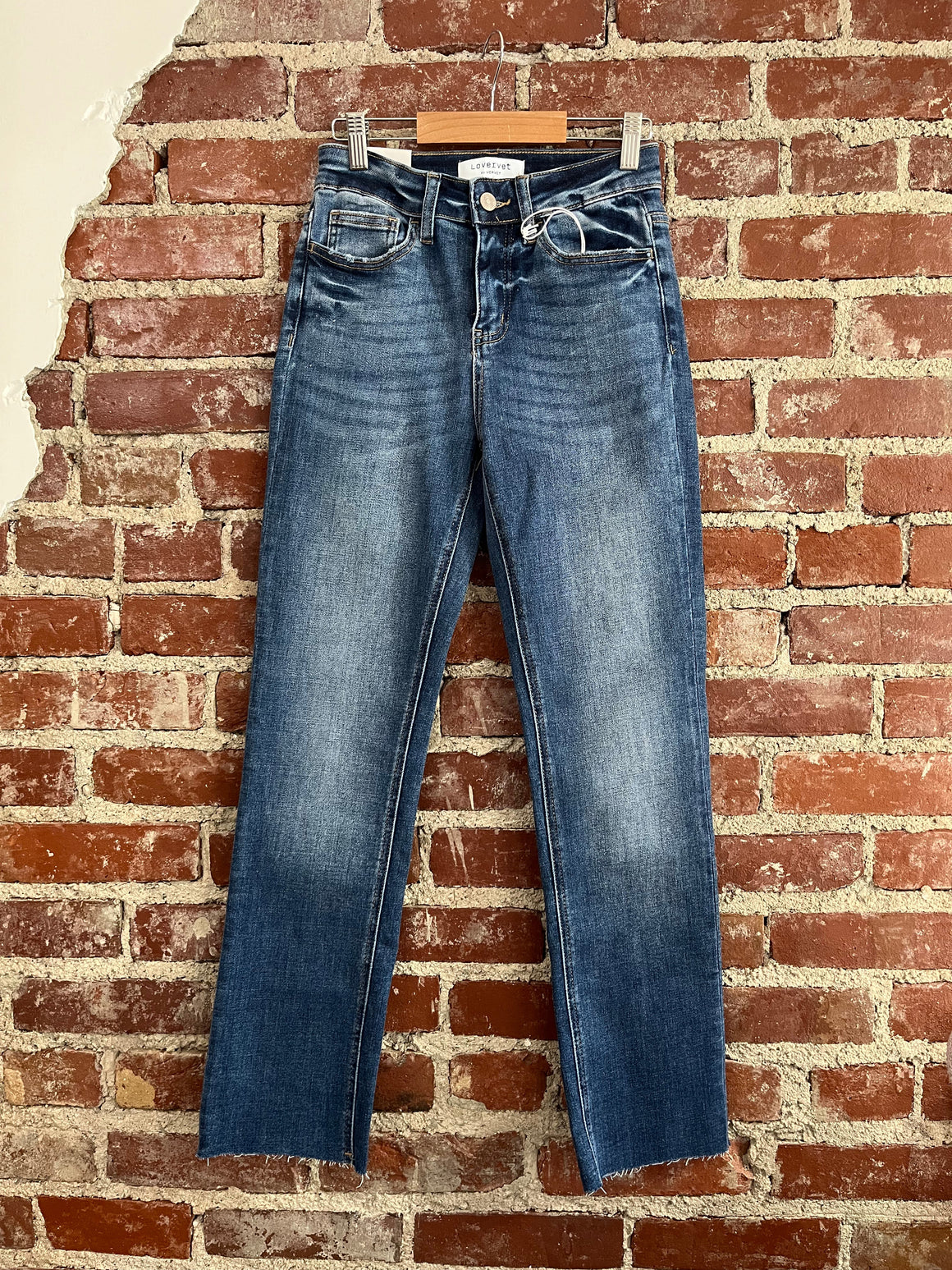Lovervet Raw Hem High Straight Med Wash-Jeans-Carolyn Jane's Jewelry