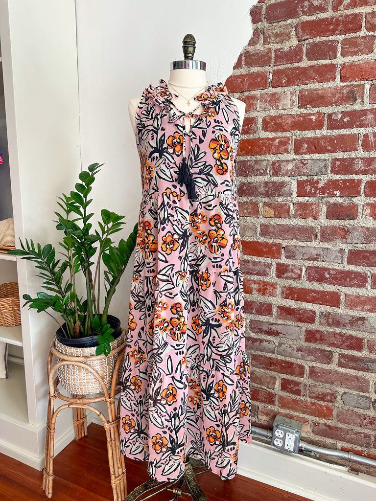 Magnolia Floral Maxi Sleeveless Dress - Light Pink-maxi dress-Carolyn Jane's Jewelry