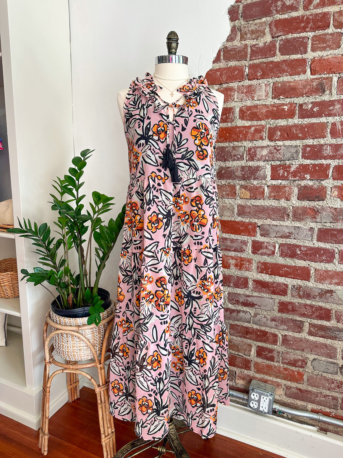 Magnolia Floral Maxi Sleeveless Dress - Light Pink-maxi dress-Carolyn Jane's Jewelry