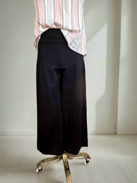 Maye Magic Wide Leg Cropped Pants - Black-PANTS-Carolyn Jane's Jewelry