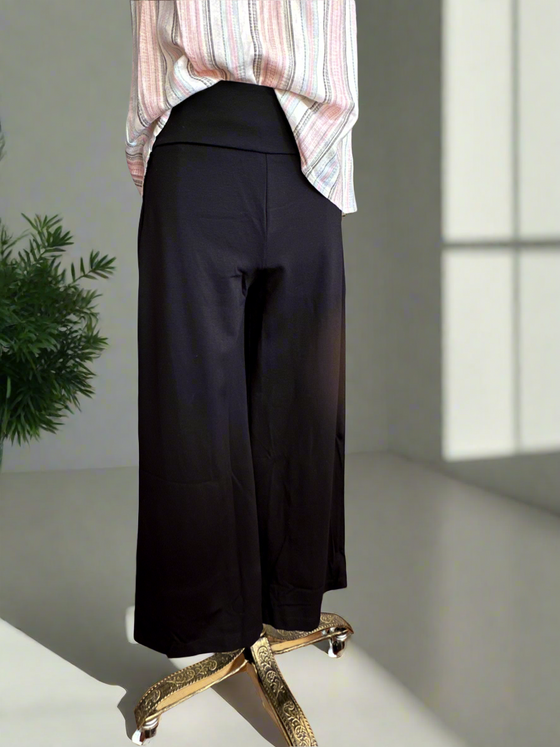 Maye Magic Wide Leg Cropped Pants - Black-PANTS-Carolyn Jane's Jewelry