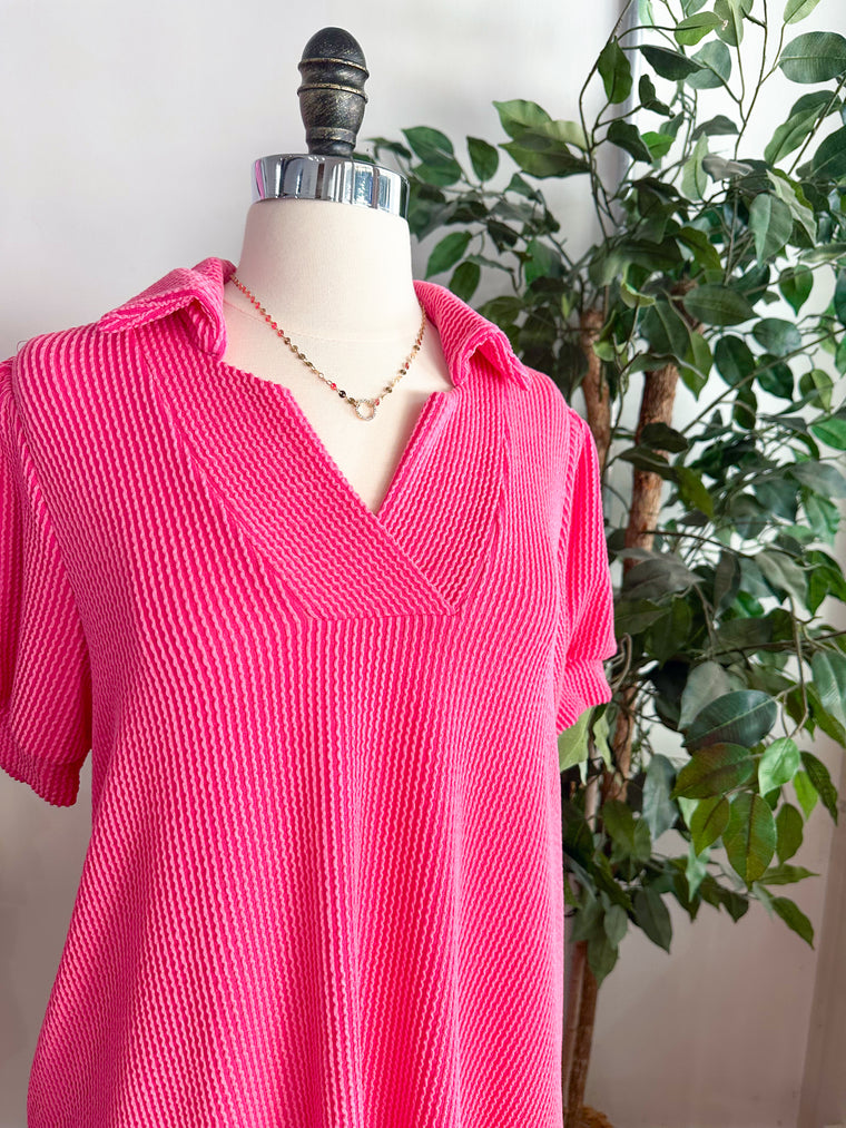 Natasha Ribbed Comfy Dress - Fuchsia-dress-Carolyn Jane's Jewelry