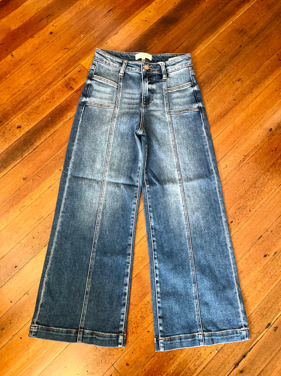 Risen Tori Mid Rise Front Pocket Wide Crop Jean-Jean-Carolyn Jane's Jewelry