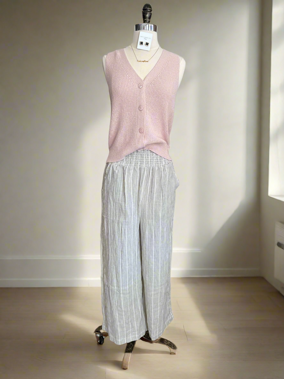 River Pinstriped Gauze Wide Leg-PANTS-Carolyn Jane's Jewelry