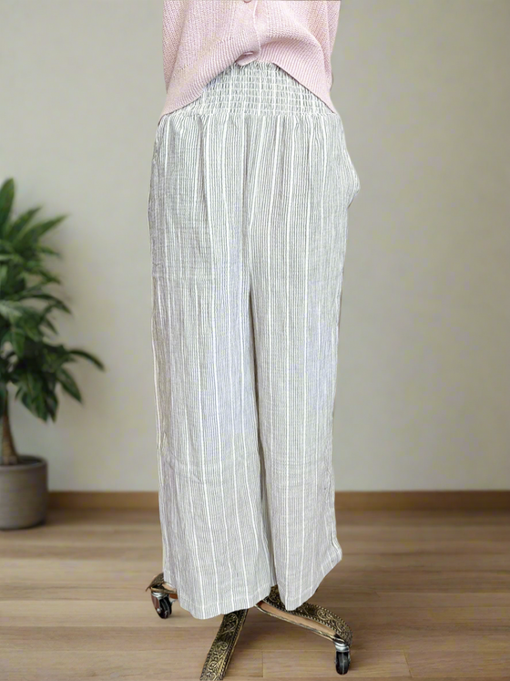River Pinstriped Gauze Wide Leg-PANTS-Carolyn Jane's Jewelry