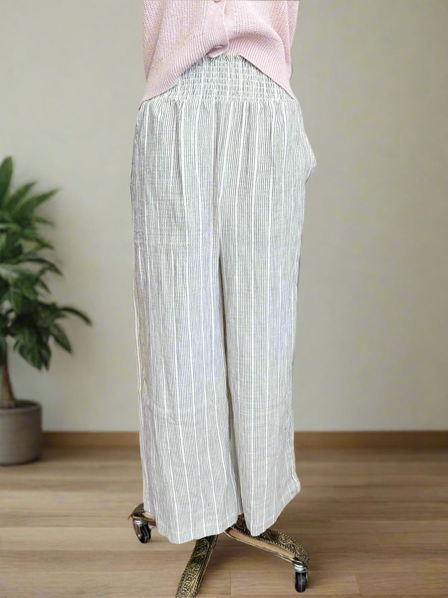 River Pinstriped Gauze Wide Leg-PANTS-Carolyn Jane's Jewelry