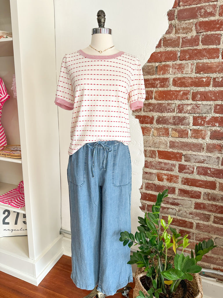 Sadie Striped Puff Sleeve Top-Carolyn Jane's Jewelry