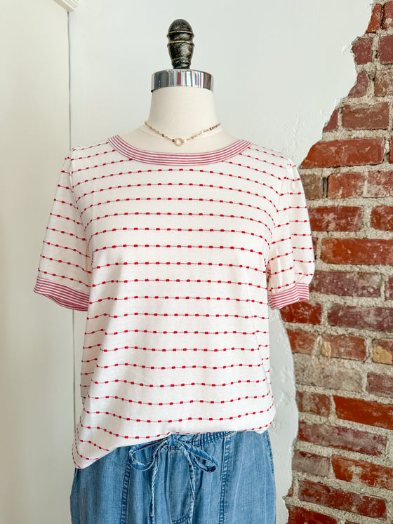 Sadie Striped Puff Sleeve Top-Carolyn Jane's Jewelry