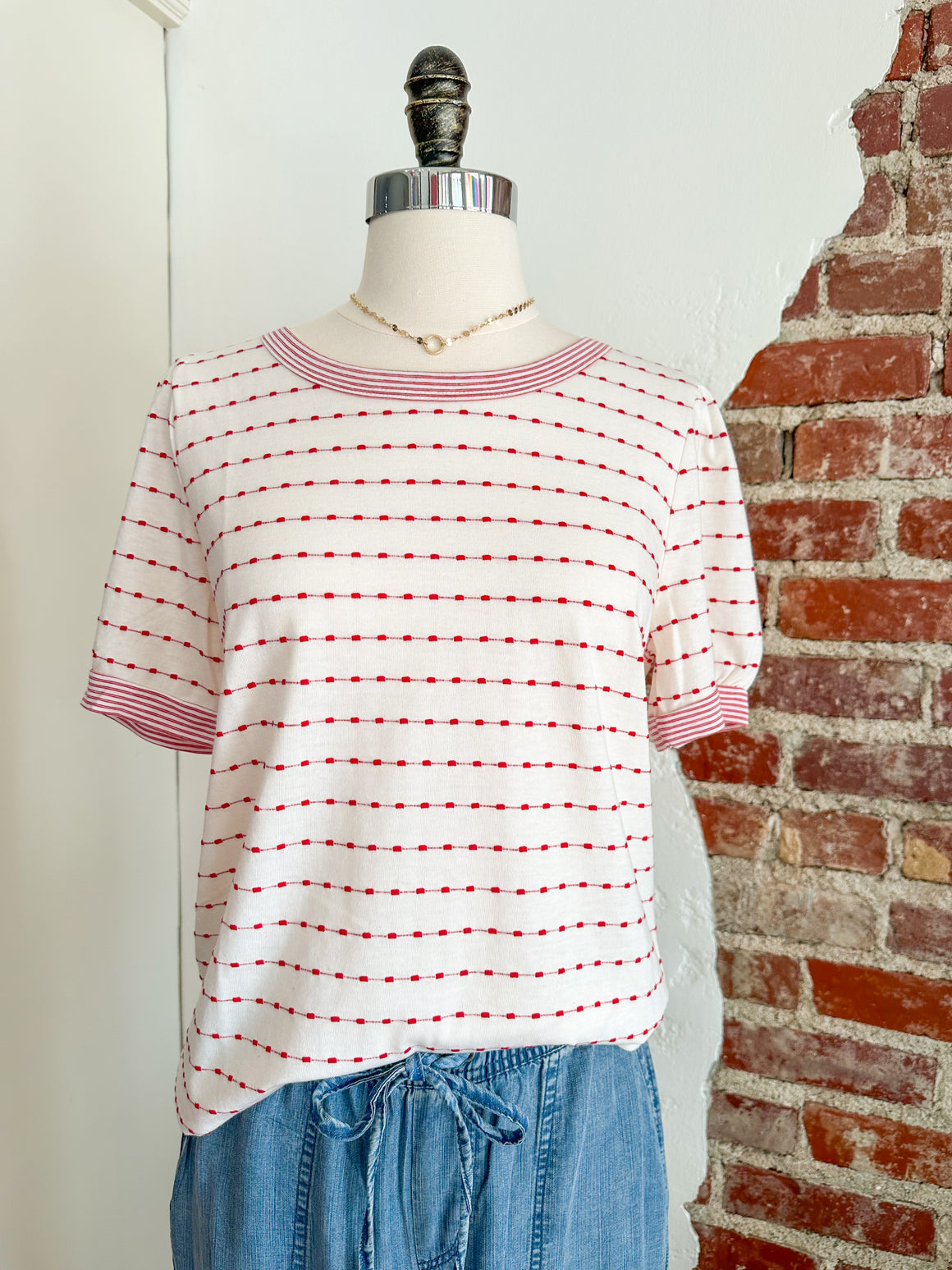 Sadie Striped Puff Sleeve Top-Carolyn Jane's Jewelry