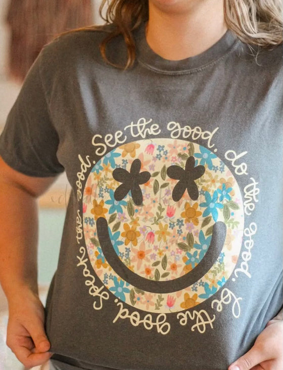 See The Good Do The Good Smiley Tee - Grey-T-Shirt-Carolyn Jane's Jewelry