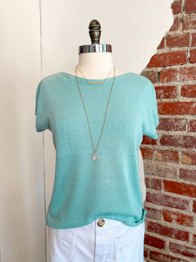 Skye Knit Top in Dusty Blue-Carolyn Jane's Jewelry