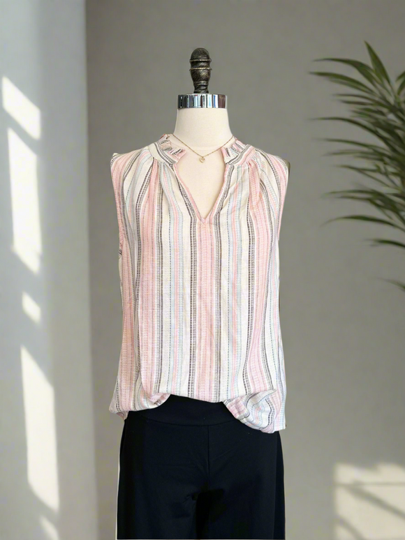Stella Striped Sleeveless Top-sleevless-Carolyn Jane's Jewelry