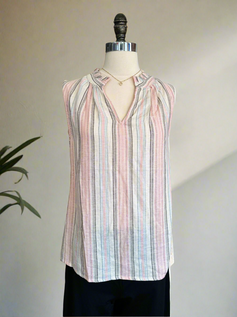 Stella Striped Sleeveless Top-sleevless-Carolyn Jane's Jewelry