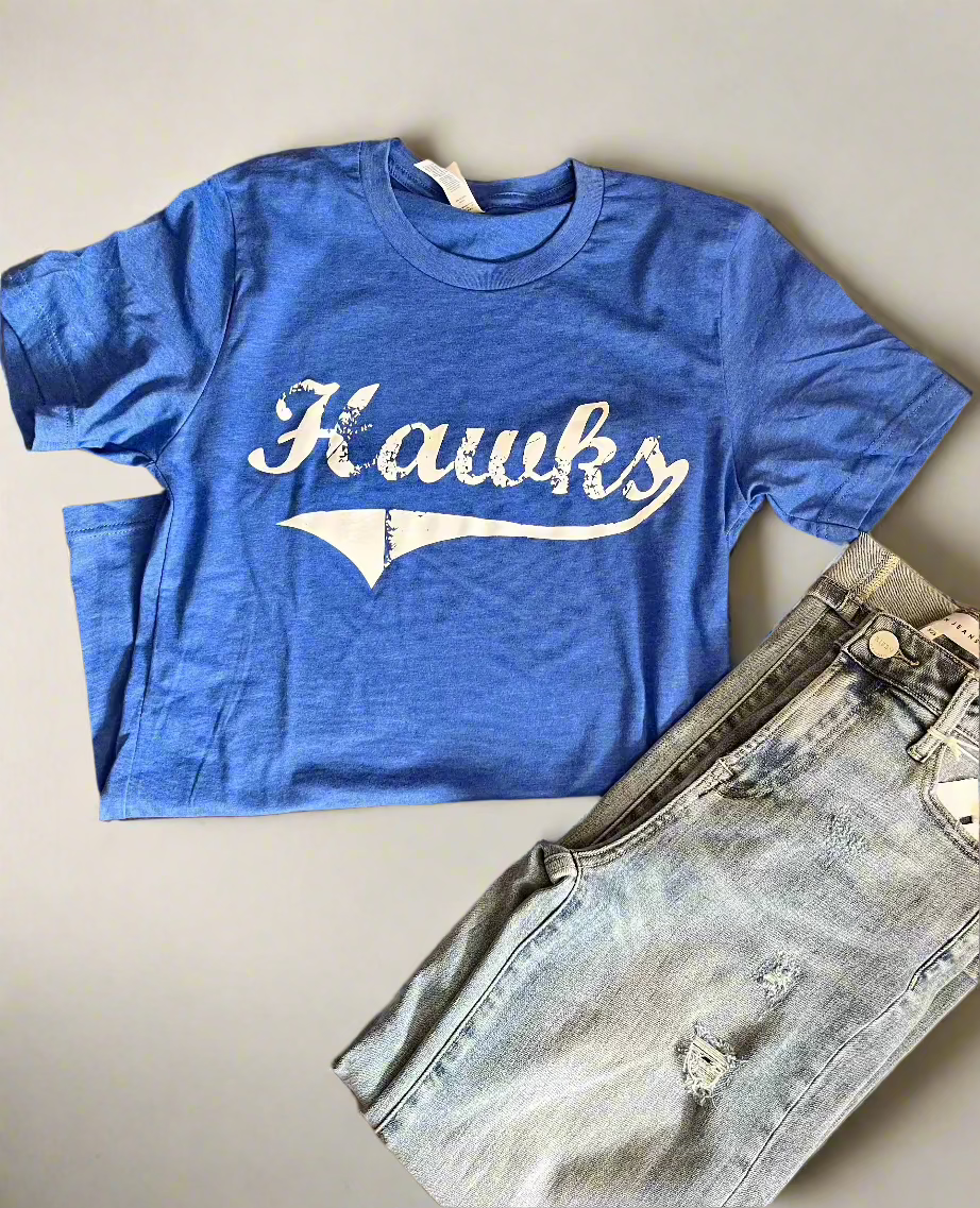 Vintage Hawks T-Shirt in Royal Blue-tshirt-Carolyn Jane's Jewelry