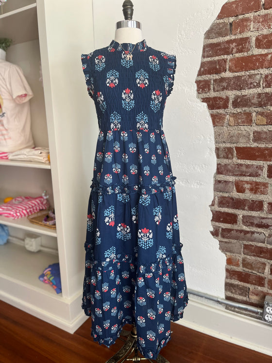 Ward Floral Midi Dress in Navy-dress-Carolyn Jane's Jewelry