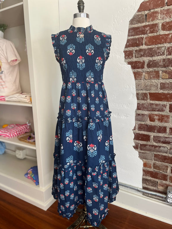 Ward Floral Midi Dress in Navy-dress-Carolyn Jane's Jewelry