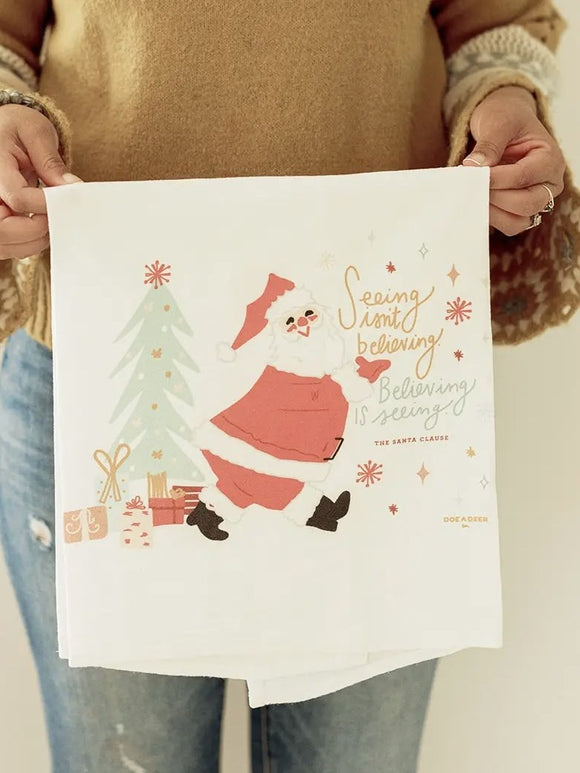 Believe Santa Tea Towel-tea towels-Carolyn Jane's Jewelry