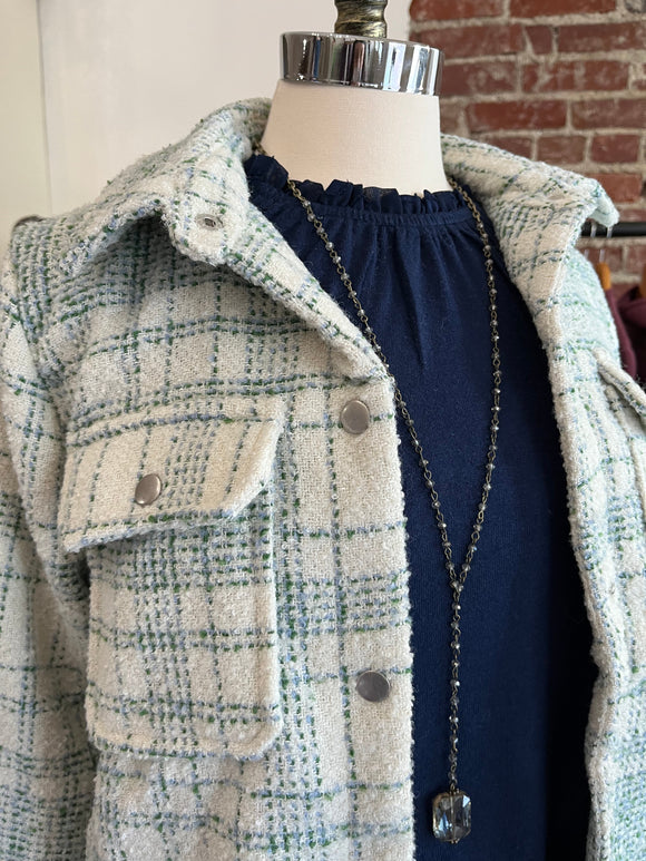 Brushed Plaid Shacket in Frasier Fir Green-Carolyn Jane's Jewelry