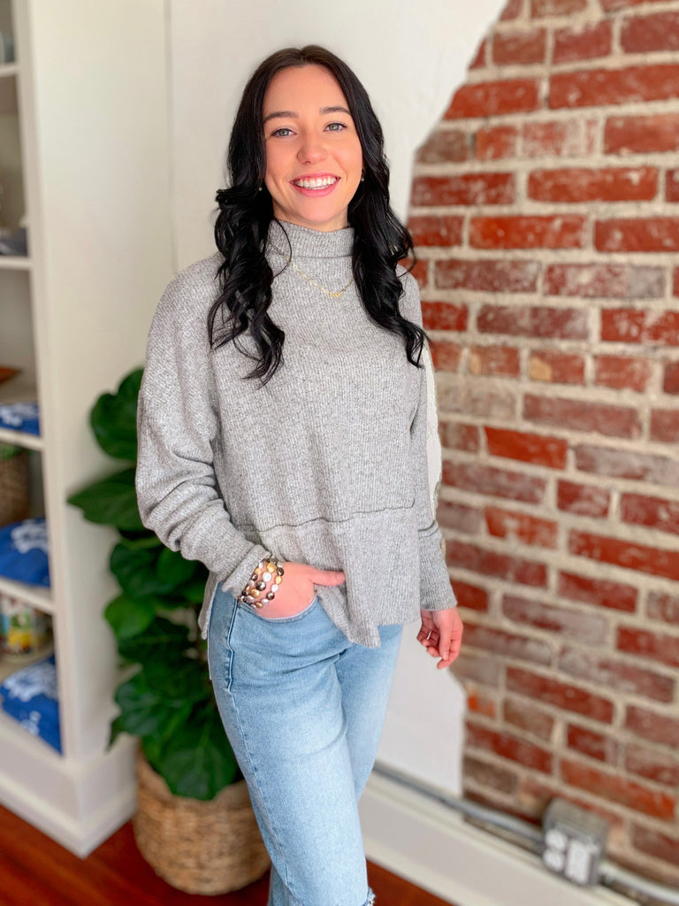 Cece Heather Grey Turtleneck Top-Top-Carolyn Jane's Jewelry
