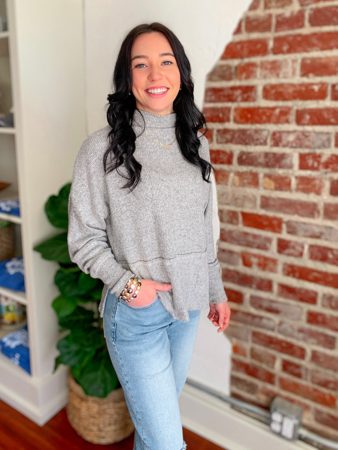 Cece Heather Grey Turtleneck Top-Top-Carolyn Jane's Jewelry