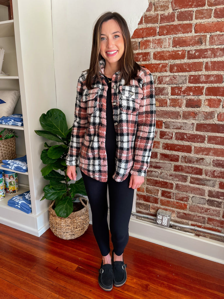 My Comfy Plaid Shacket in Pink-Carolyn Jane's Jewelry