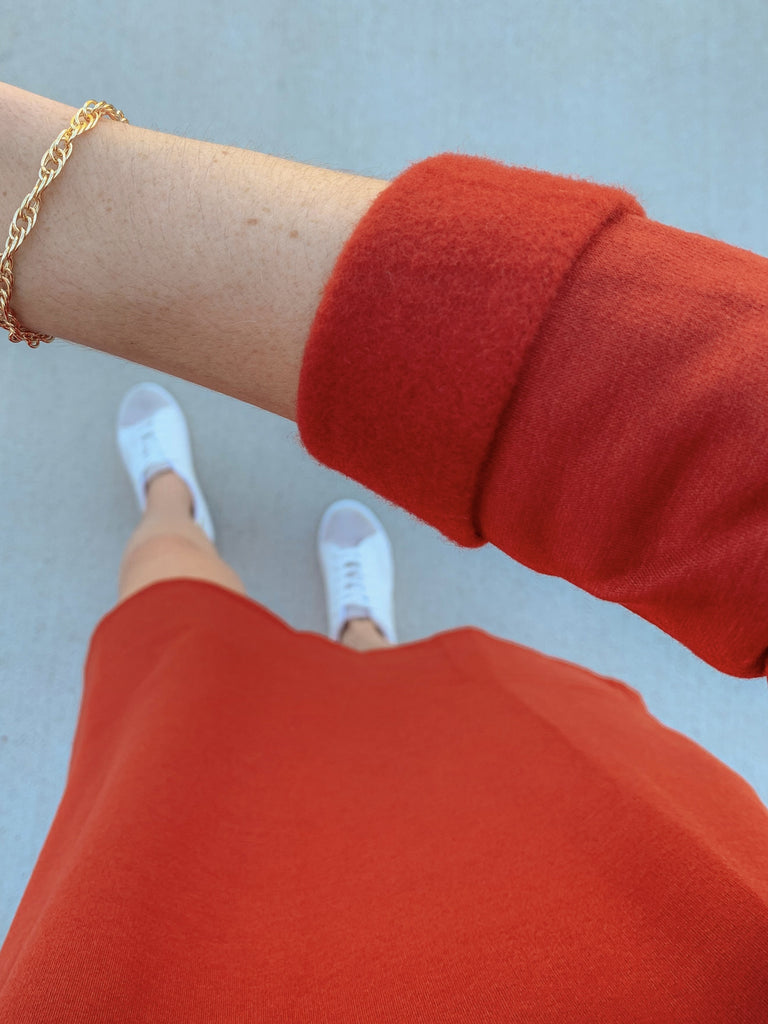 Rory Sweatshirt Dress in Rust-sweatshirt dress-Carolyn Jane's Jewelry