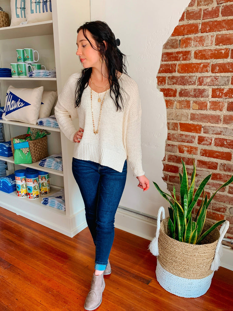 The Classic Ivory Knit Sweater-Top-Carolyn Jane's Jewelry