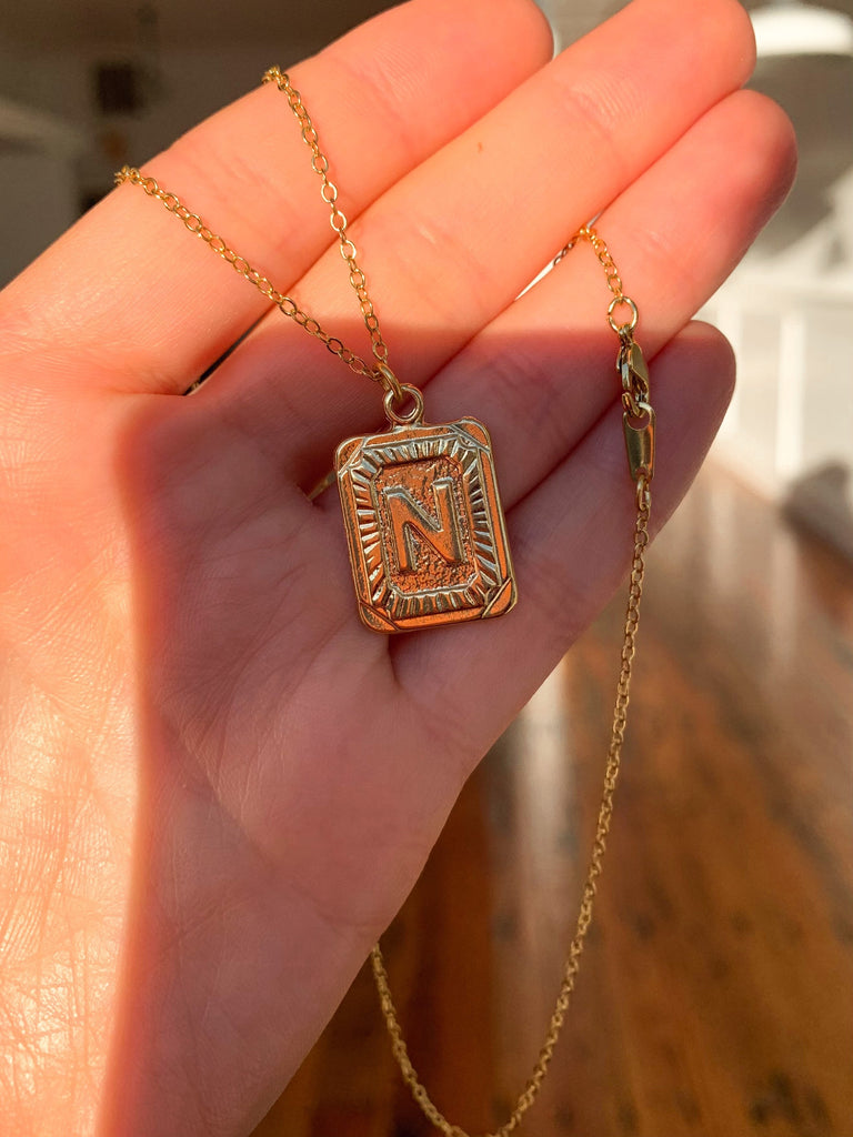 The Vintage Initial Monogram Necklace - Gold-Necklace-Carolyn Jane's Jewelry