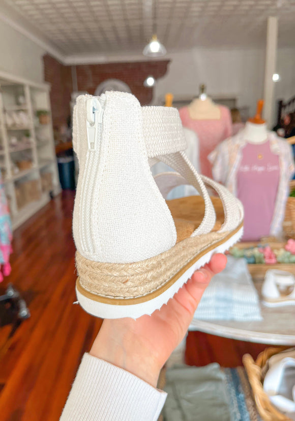 Very G Criss Cross Flatform Sandal in Cream-Shoes-Carolyn Jane's Jewelry